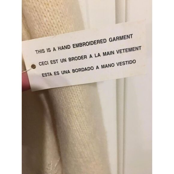 NWT Vtg Jones New York Lambs Wool Blend L Embroidered Cozy Fall Holiday Cardi - Picture 9 of 9